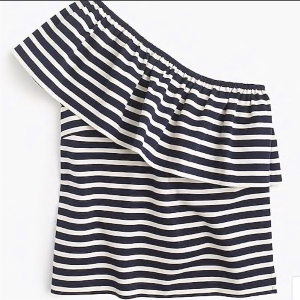 LAST ONE! J. Crew One Shoulder Striped Shirt NWT - Picture 5 of 6